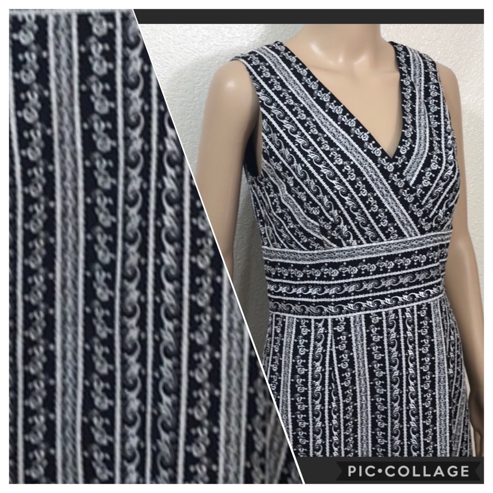 Adrianna Papell Embroider Linen Blend Dress